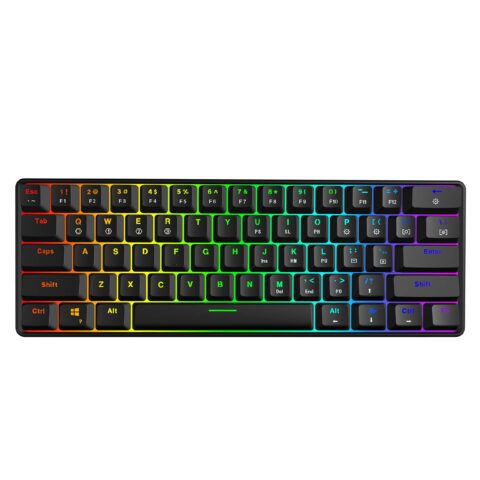 Skyloong GK61 Black Tri-mode Wireless RGB Mechanical Keyboard – Yellow Switches