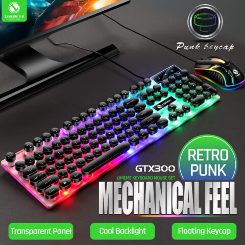 GTX300 Retro Punk Mechanical Keyboard Mouse Set