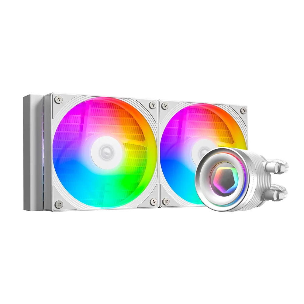 ID COOLING FX240 INF ARGB 240mm AIO Liquid CPU Cooler w/ Infinity Mirror Display – Black & White